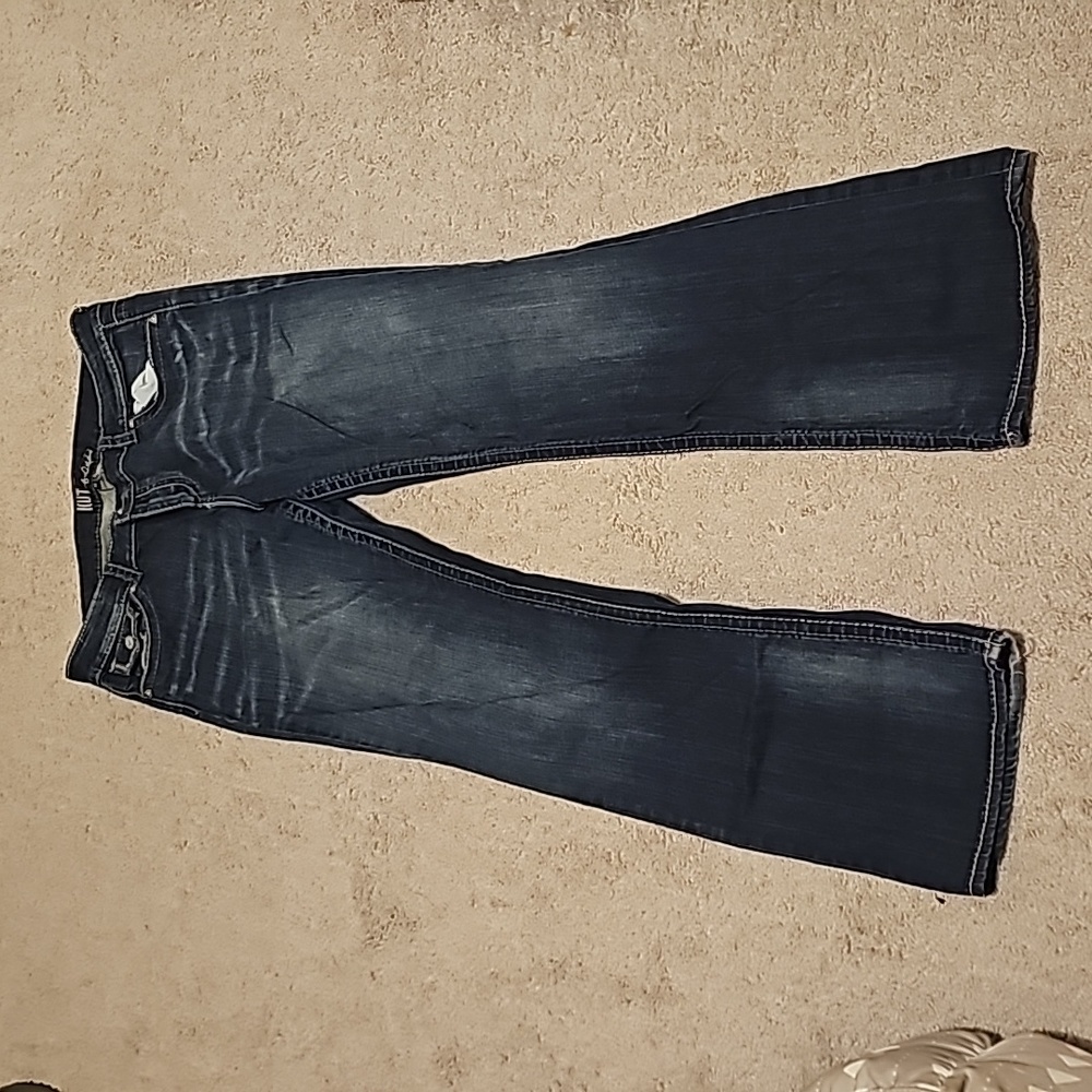 KUT Womens Dark Wash Straight Wide Leg  Jeans